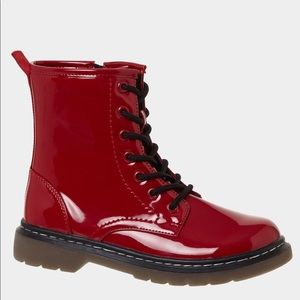 Dunnes Red Patten Vegan Leather Boots Kids